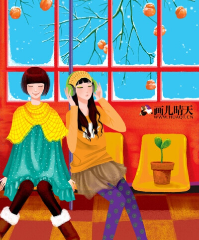 彼岸花。手绘，插画。