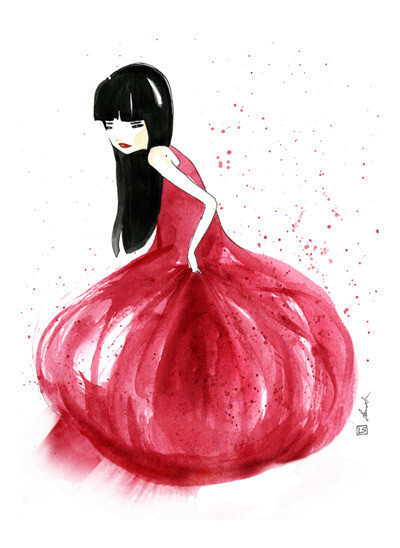 红泡泡裙