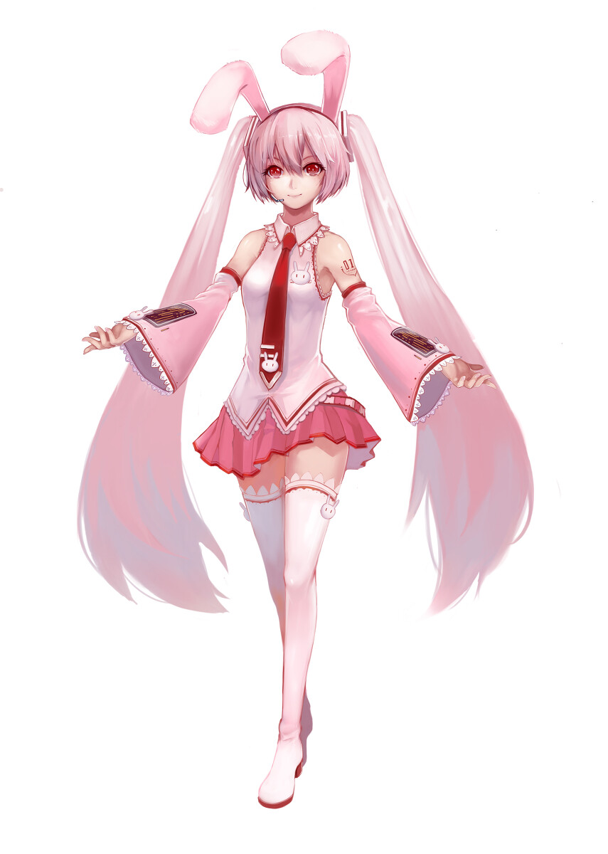 兎ミク1p站二次元原创初音未来红眼睛兔