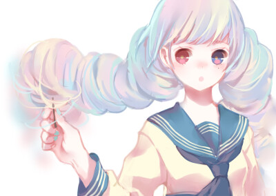 candyfloss p站 二次元 原创 少女 棉花糖 透明感 头像