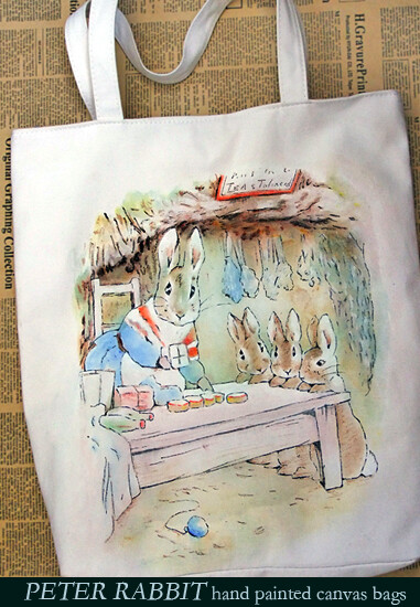 手绘帆布包 彼得兔
