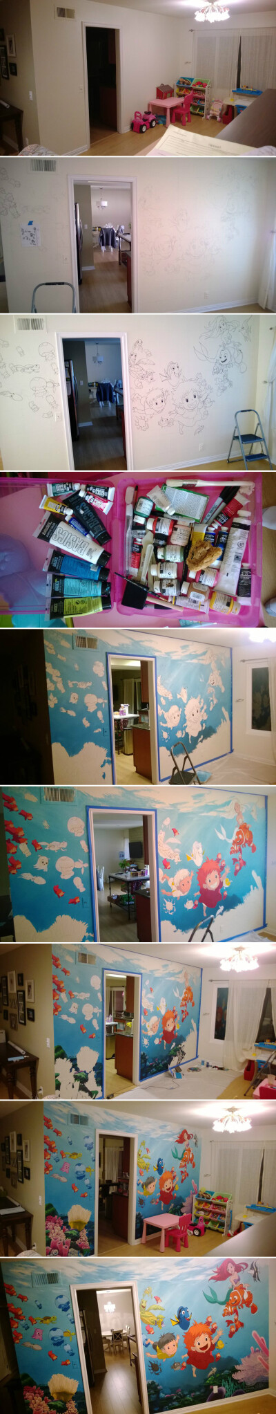 一个会画画的父亲是如何改造女儿的房间的..