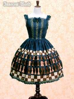 【洋装】lolita-InnocentWorld-チョコチェス肩レースジャンパースカート