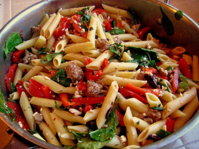 Sausage, Pepper, &amp; Feta Pasta Adapted