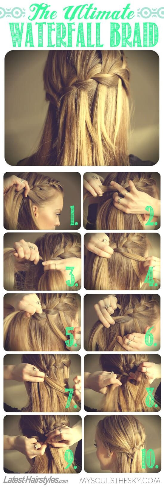 【編發(fā)教程】The ultimate waterfall braid tutorial 披散發(fā)型編發(fā)。 曦