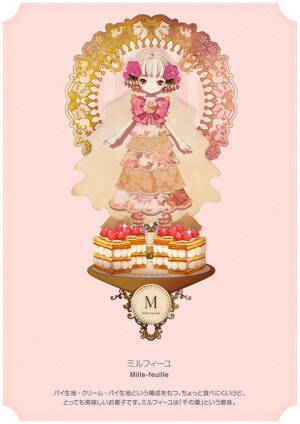 26个字母又被赋予了新的诠释！如果你爱甜点，也爱漫画，那就将这些热腾腾的图片搬回家吧。从A开始，为你百科各种经典的小点心。更重要的是，日本艺术家UI将这些点心手绘成各种萌萌的小萝莉，每一种口味都赋予了不同的服装和性格，非常特别。  当水果挞遇见冰淇淋，当果酱遇上华夫饼，都碰撞出甜腻腻的幸福滋味。搭配精美的小萝莉插图，欣赏华丽的头饰及服装，简直是一种甜蜜的享受。天蝎座的UI毕业于多摩美术大学平面设计专业，他曾参加众多插画比赛获得了不错的成绩，平日里喜欢装饰，绘画以及幻想，跟上他手中的画笔，来一次甜心之旅吧。