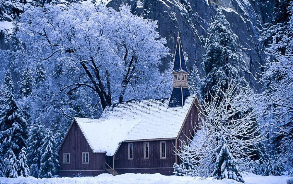 雪景，小屋