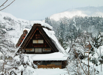 雪景，小屋