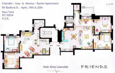 Chandler - Joey &amp; Monica - Rachel Apartments