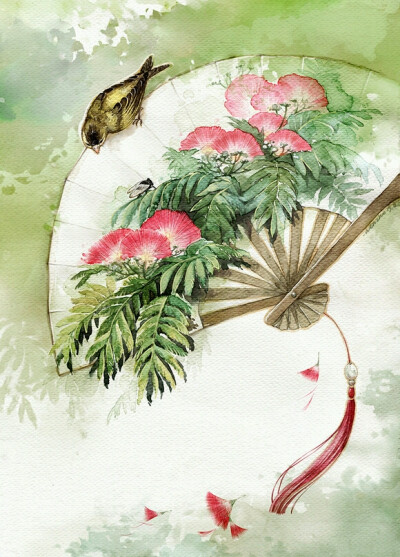 彼岸花。手绘，古风。