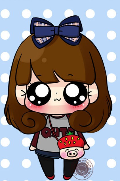 手机壁纸插画萌可爱小q