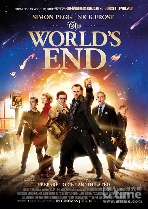 世界尽头The World's End (2013) 少年时代尝试过“超棒酒吧漫游”的五位好友，因为其中一人想参加豪饮马拉松而在多年之后重新聚首。他们被一个名叫盖瑞·金（西蒙·佩吉 饰）的家伙说服，准备再来一次当年的“壮举”。Gary是个40岁的老家伙，他将有点不情不愿的五人帮拽回他们的家乡，并试图再 次去寻找那个传说中的酒吧“世界尽头”……