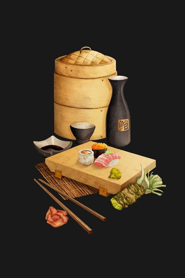 日式美食插画 -叶-