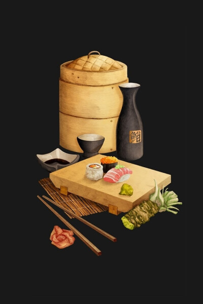 日式美食插画 -叶-