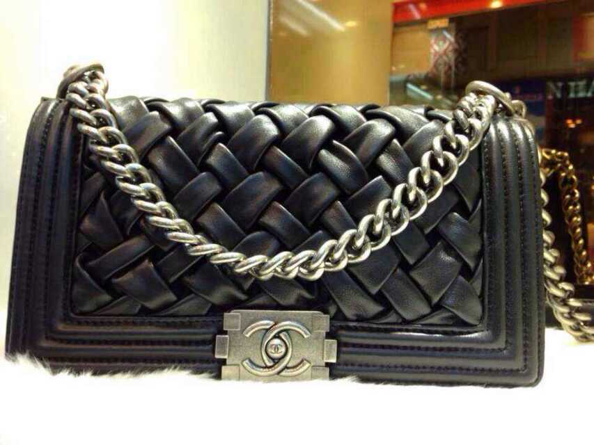 Chanel。boy25CM编织款！西欧货