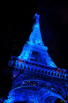 Eiffel Tower in blue