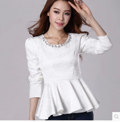  http://item.taobao.com/item.htm?spm=a1z10.3.w4002-4964318612.32.k6Uevl&amp;amp;id=36934280806春秋装韩版新款便宜小香风钉珠水钻修身浮雕提花长袖衬衫女装上衣