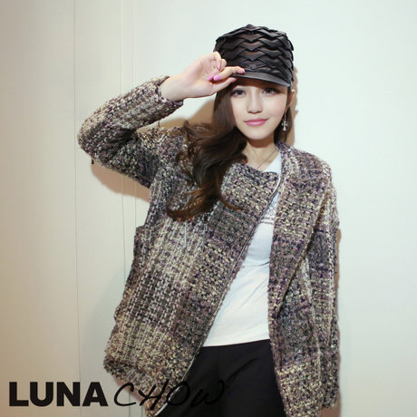 LUNA CHOW欧美范儿大爱LOOK 重磅防寒提花厚呢秋冬外套WT00514