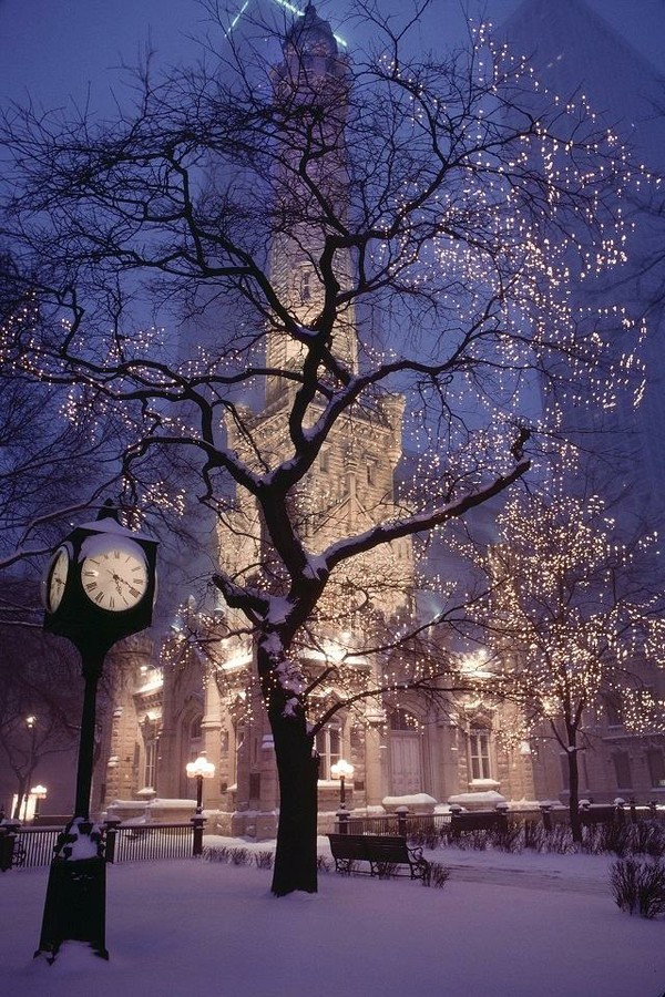 美国芝加哥雪景