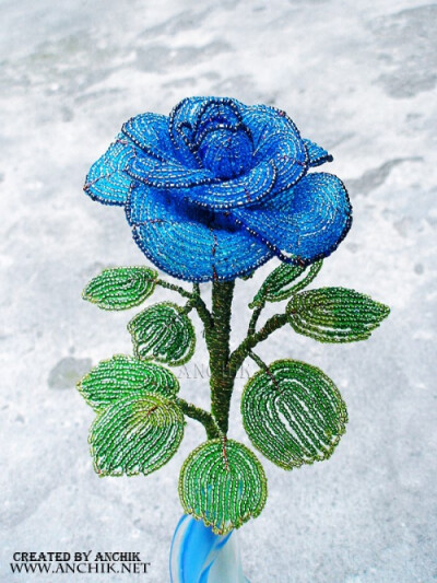 美美的串珠欣赏(5) 蓝色的玫瑰~~~曦