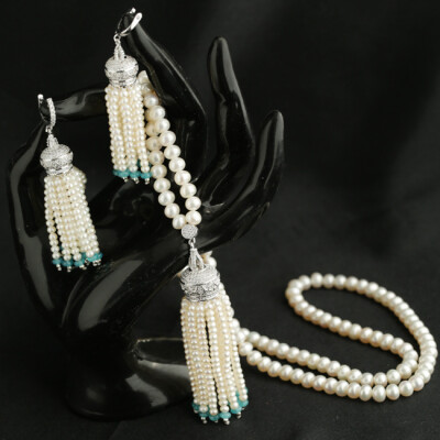 【J2欧美服饰生活馆】 欧美大牌 天然珍珠925纯银经典优雅白色搭扣长款流苏耳环&amp;amp;项链http://item.taobao.com/item.htm?spm=686.1000925.1000774.58.1sD3tx&amp;amp;id=36932159750