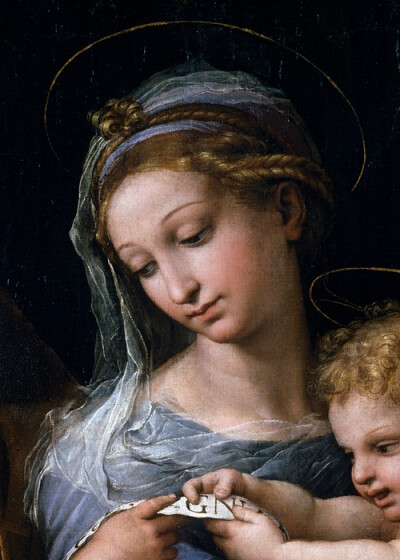 ➹Art Details➹Raffaello Sanzio (Raphael) - Madonna della Rosa (Detail) (1518 - 1520)