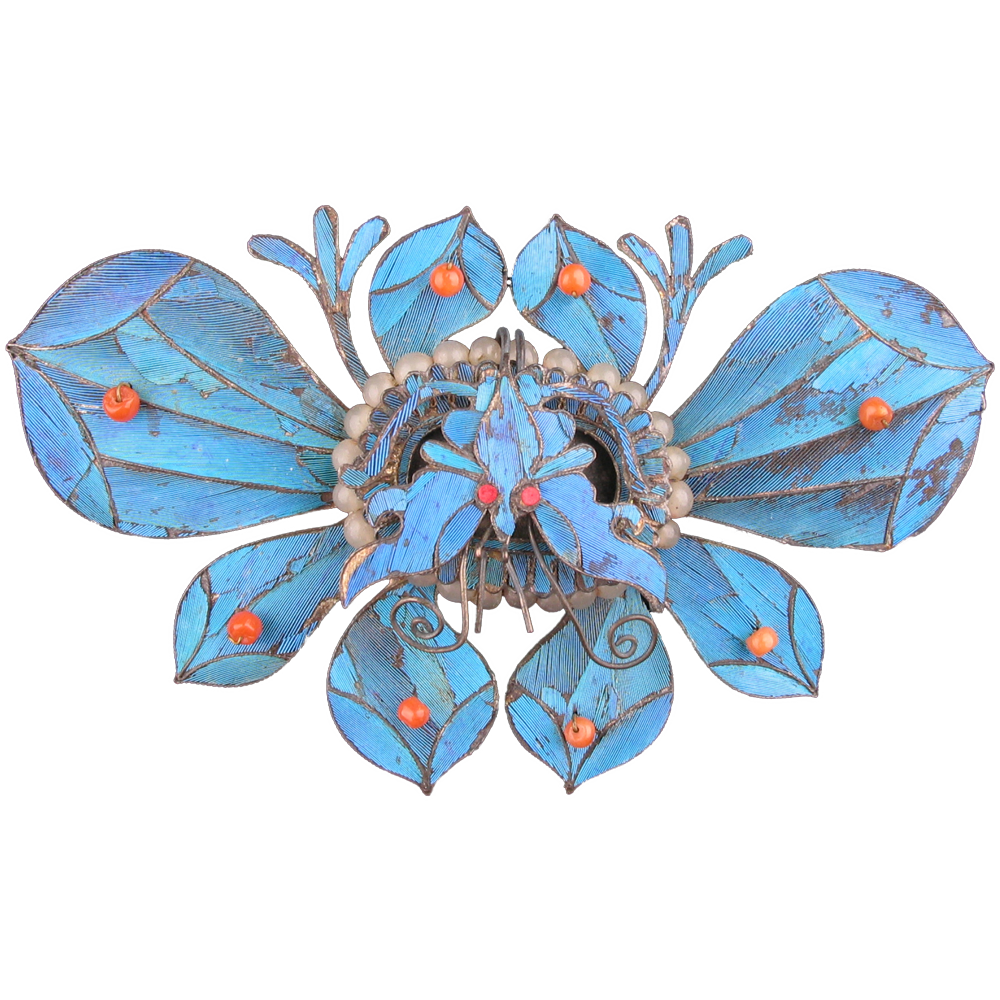 清银点翠蝴蝶头饰北京民俗博物馆