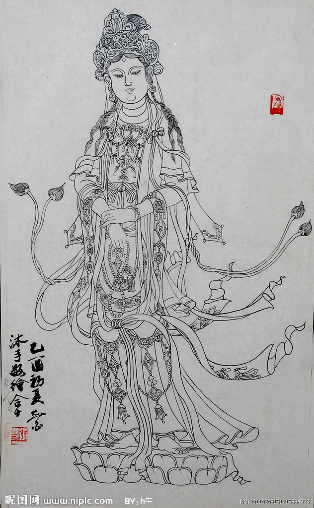 白描化法是人类最早，最简洁的绘画表现形式，我国古代称为“白画”，也有人称为“线描”。线描，又称自描。它是运用线条的浓淡，粗细、方圆、转折变化和用笔的轻重、快慢、提按、顿挫等艺术手法，来描绘物体的结构、质量感、空间感，并采用聚散、疏密、虚实、强弱等线描形式因素获得形神，从而传达作者感受的一种艺术形式。白描，作为一种独立的画种既是中国画造型的主要手段和形式，也是学习中国人物画重要的基础。如战国楚墓出土的两幅我国最早的帛画，即以白描画法表现，早期的白描画，其线描技法以均匀流畅的线条为主，到了唐朝吴道子，才能把白描线条发展到有粗细轻重的变化，能生动的表现衣褶的动感与厚度感。北宋画家李公麟可称是白描画法