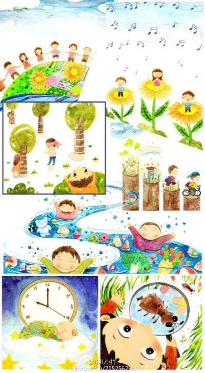 插画 水彩 涂鸦 儿童 植物