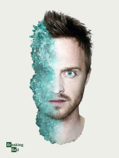 #Breaking Bad##Aaron Paul#创意好棒 左边的meth和Aaron的眼睛颜色糙级搭