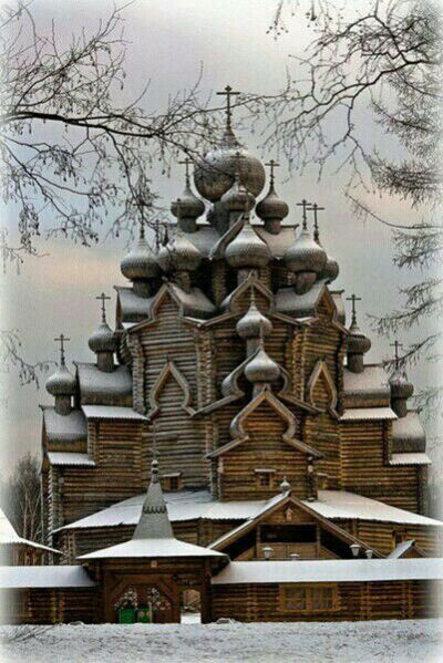 俄罗斯木质教堂 很通话的赶脚