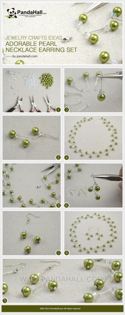 自己动手DIY珍珠耳环和项链 （图片分享自PandaHall珠宝首饰博客）