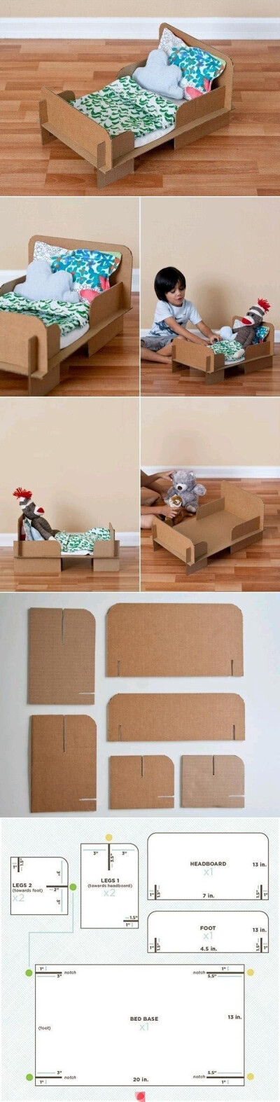 亲子DIY：用纸板为孩子的玩偶做个小床吧
