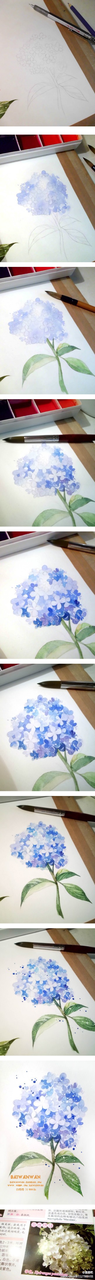 小白的花花世界の水彩画创作过程图~~【微博@白弯弯 · 作品】