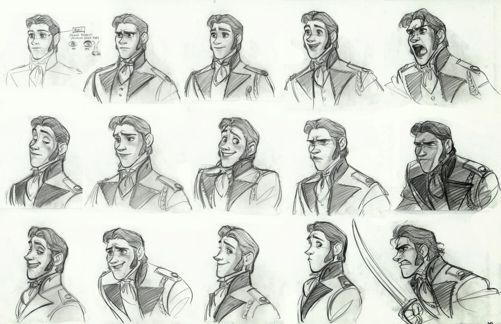 Frozen 人物设计-Hans New Hans concept art from Jin Kim’s blog. Brilliant, as always, Mr. Kim, though I never imagined Hans with a Eugene Fitzherbert-style “don’t freak out” face (bottom middle left).