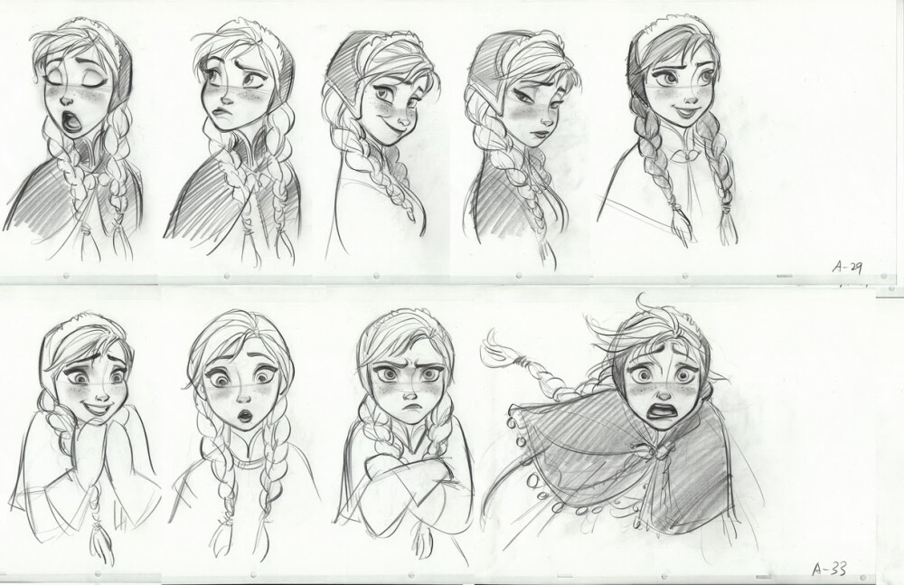 Frozen 人物设计-Anna New Anna concept art from Jin Kim’s blog. This is the one thing that Disney has that no other animation studio can touch: the legacy and the continuing brilliance of amazing pencil-and-paper artists. It’s why Disney is still miles in front of everyone else in its animation.