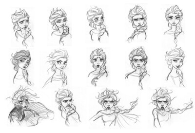 Anna and Elsa concept art by Jin Kim.