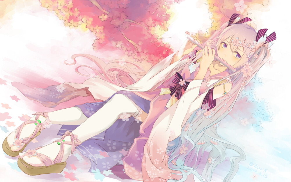 初音ミク 初音ミク 的原创服装 木の花咲耶姫 返校前在家的最后一张。 p站 二次元 插画 初音未来 miku