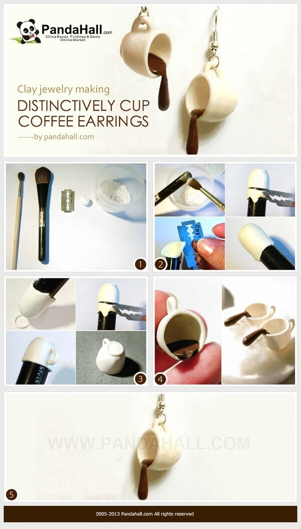 粘土首饰制作教程：教你用简单的造型技巧，创建一对可爱的咖啡杯耳环！