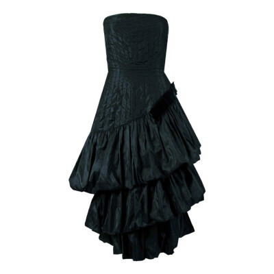 1951 Bruxelles Custom Couture Black Silk Pintuck Strapless Puff Party Dress