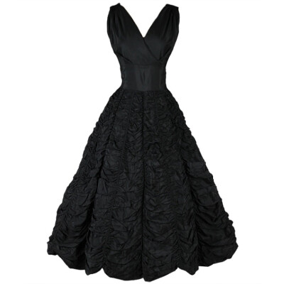 Vintage 1950's Suzy Perette Black Ruched Cocktail Dress 这件已经卖出