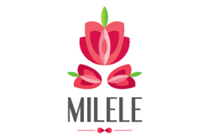 MILELE鲜花店标识设计欣赏，火红的玫瑰在开在明天情人节。