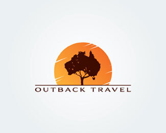 Outback Travel是一款旅游行业的标志设计，以“树”为主要表现图形，而树的图形呈现出的则是澳大利亚地图的图案，使得整款logo与主题更加统一。色彩方面也采用非常阳光的色系表现，非常温馨自然。