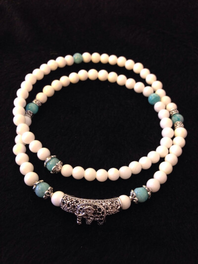 砗磲间天河石手珠