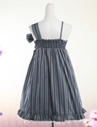 lolita 礼服 女装 连衣裙 娃娃 皇冠 刺绣 条纹 松紧