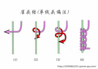 中国结基本结编法图解之 单线雀头结