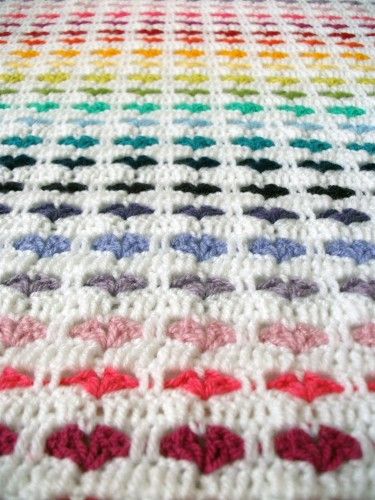 Crochet heart blanket