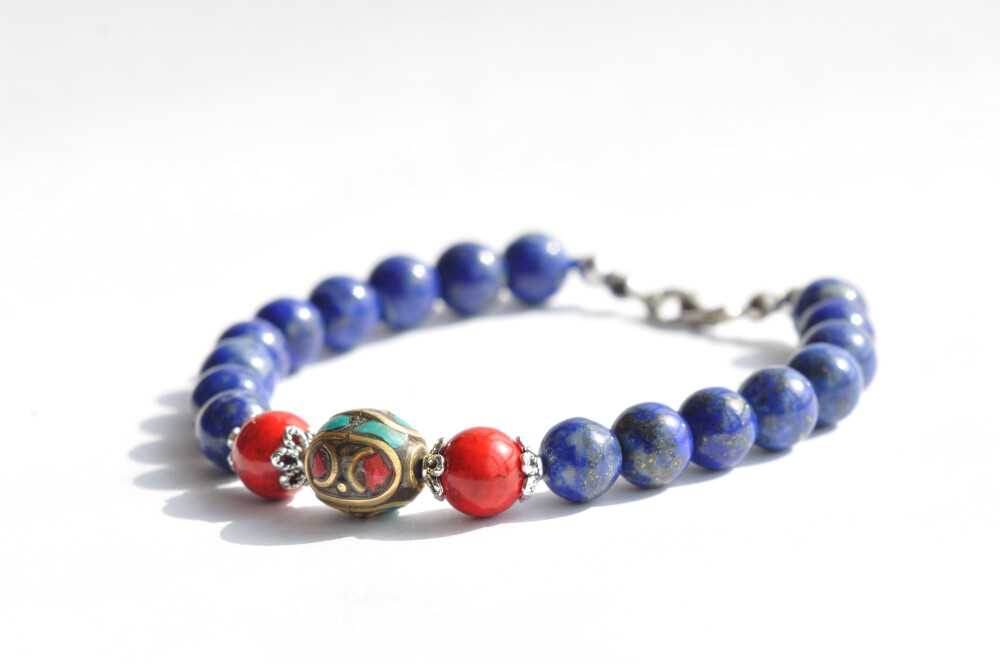 青金石，尼泊尔铜珠手链 ［易•画]饰品，http://wd.koudai.com/s/1140681