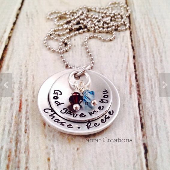 God gave me you Personalized Hand stamped Necklace, mommy necklace, new