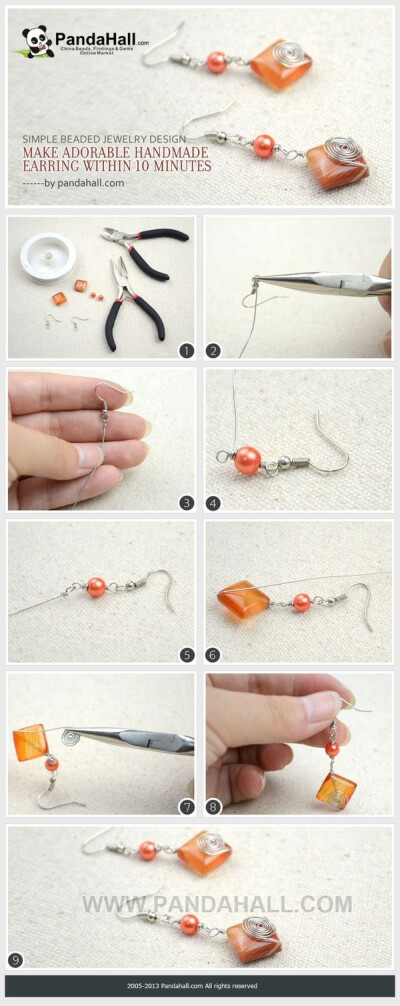 手工制作饰品教程：可爱的串珠耳环